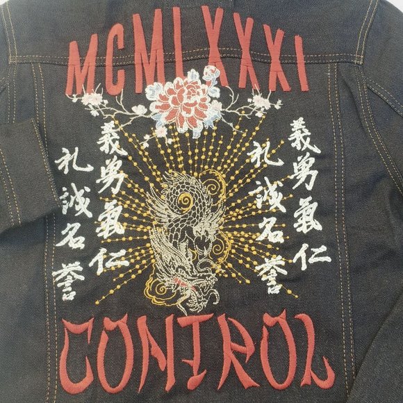 New GUESS Men's Rex Denim Embroidery Jacket - Picture 8 of 11